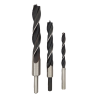 Wood drill bit with center point, CV steel, straight shank, dual cutting edges, for hardwood and panels