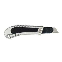 Snap-off utility knife with 18 mm segmented blade, aluminum body, retract mechanism, ABRABORO
