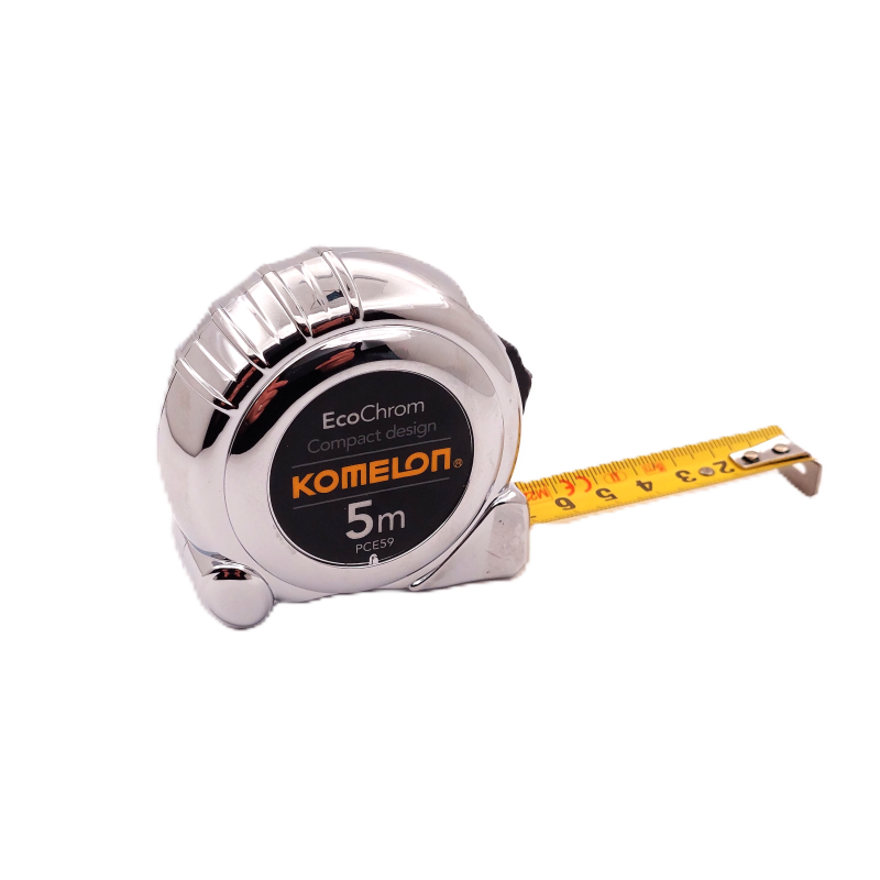Mērlente 5 m, tērauda lente ar neilona pārklājumu, hroma korpuss, Komelon