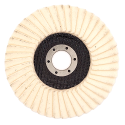Pulēšanas lameļu disks ar filcu smalkai metāla apdarei, 125 mm diametrs, lietošanai ar pulēšanas pastu, ABRABORO