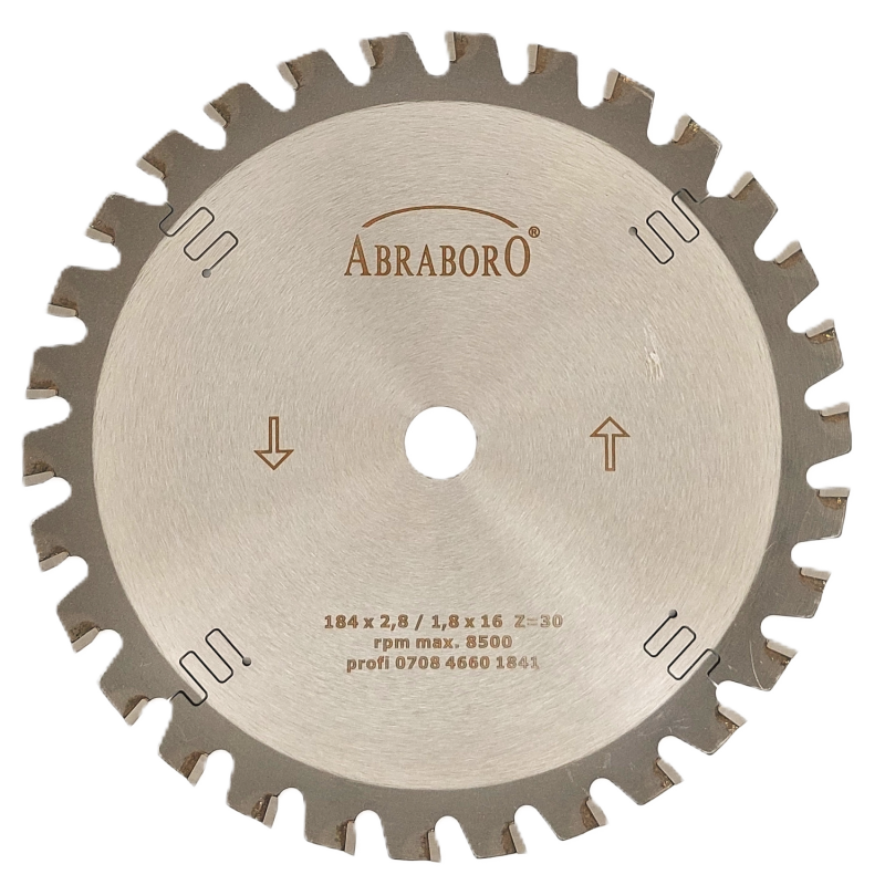 Ripzāģa ripa ar TCT zobiem kokam, metālam un plastmasai, ar 30 zobiem, ABRABORO PROFI