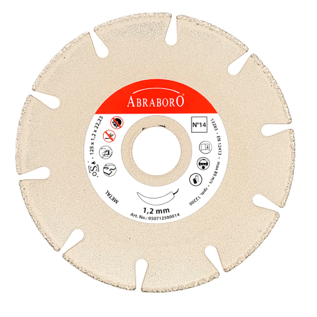 Dimanta griešanas disks metālam, 1,2 mm inox, ABRABORO Nr. 14