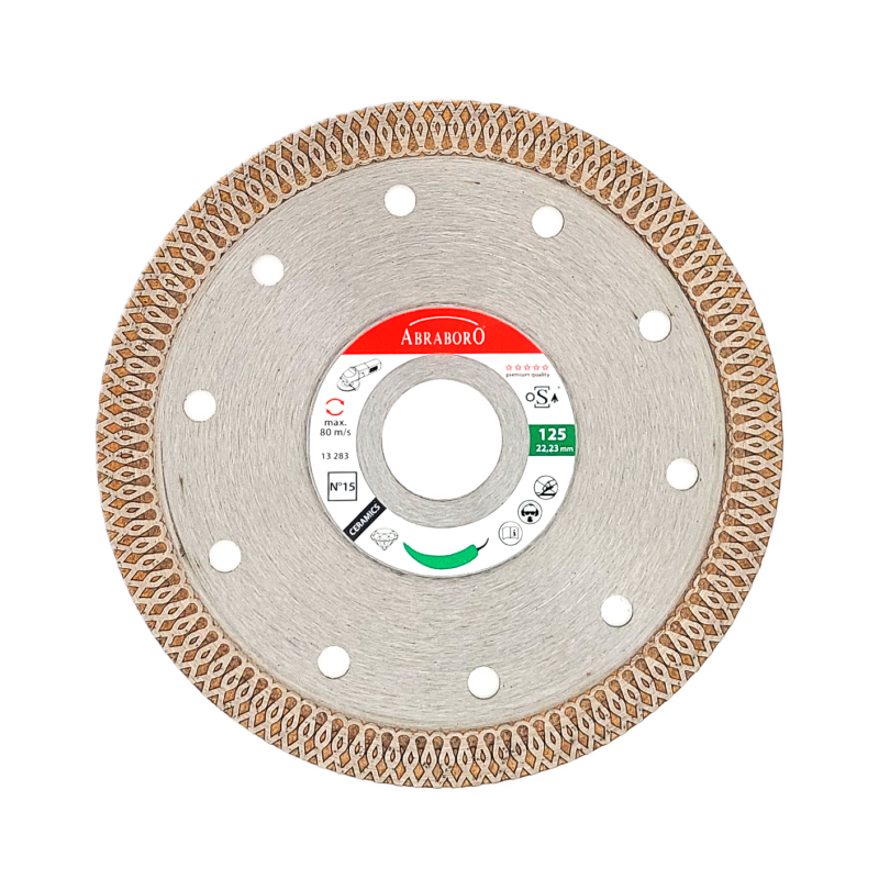 Diamond cutting disc for tiles and porcelain stoneware, turbo edge, 10 mm segments, ABRABORO