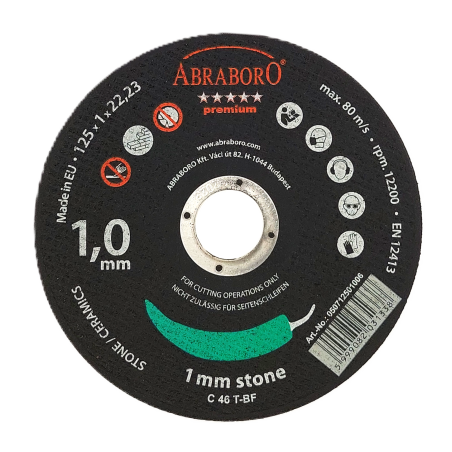 Cutting disc for stone, 1 mm thick, CS 46 abrasive, ABRABORO