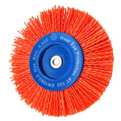 Nylon abrasive brush with shank for surface preparation and fine material removal