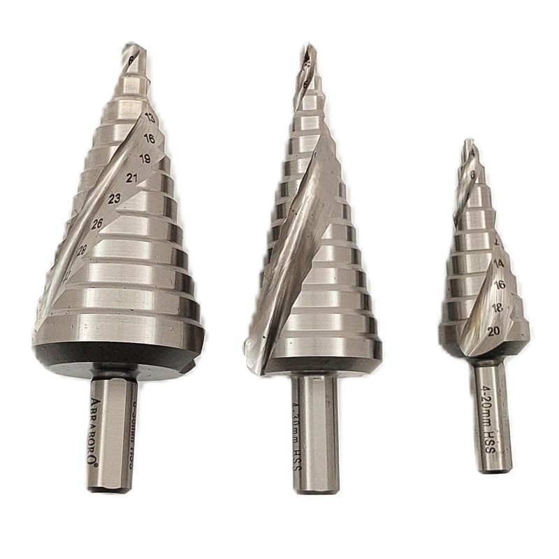 Step drill bit for sheet drilling, HSS-G, CBN ground, bright finish, cylindrical shank