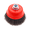 Cup brush with crimped wire for rust and weld cleaning, M14 thread