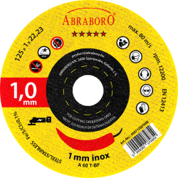 Griešanas disks metālam ,akumulatora leņķa slīpmašīnām(125×1.0×22–230×1.9×22 mm), plāns un izturīgs INOX  ABRABORO®