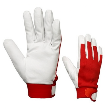 Winter goatskin work gloves with fleece lining – warm, adjustable, and reliableDurable winter gloves with leather reinforcement