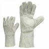 Grey suede leather welding gloves with extended cuff for forearm protection