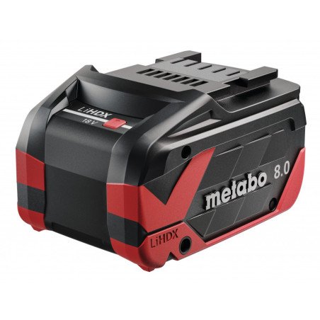 Metabo LiHDX 18V 8.0Ah battery pack for 18V CAS cordless tools, side view