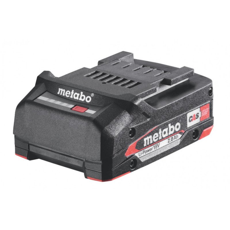 Metabo Li-Power 18V 2.0Ah Li-ion battery pack for 18V CAS cordless tools, side view