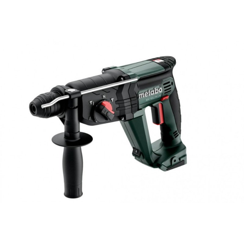 Metabo KH 18 LTX 24 18V SDS-plus cordless combi hammer body with side handle and depth stop, side view