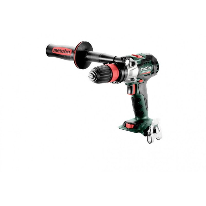 Metabo GB 18 LTX BL Q I 18V cordless tapping drill driver with side handle and quick-change chuck, side view