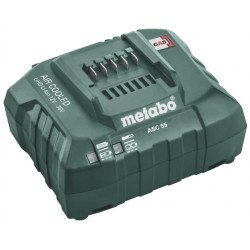 Metabo ASC 55 AIR COOLED akumulatora lādētājs 12–36 V Li-Ion/LiHD akumulatoriem, zaļš korpuss ar CAS marķējumu