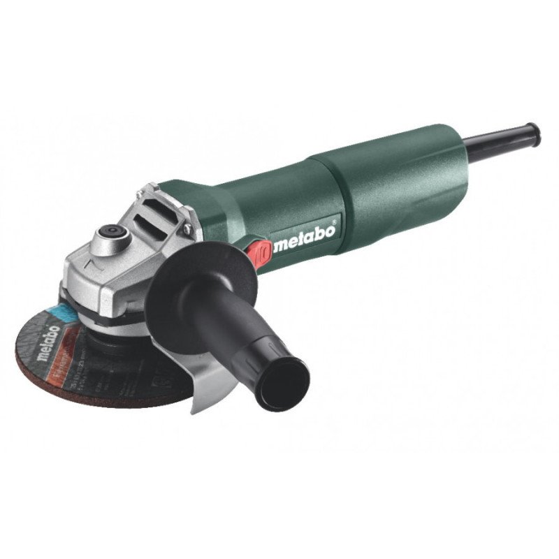 Metabo W 750-125 leņķa slīpmašīna ar 125 mm disku un sānu rokturi metāla griešanai