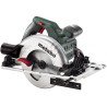 Metabo KS 55 FS hand-held circular saw with 160 mm blade and aluminium base plate on guide rail for cutting wood