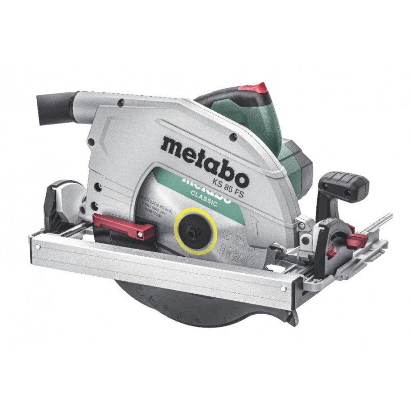Metabo KS 85 FS rokas ripzāģis ar 235 mm disku, alumīnija sliedi un mīkstu rokturi lielu koka konstrukciju griešanai