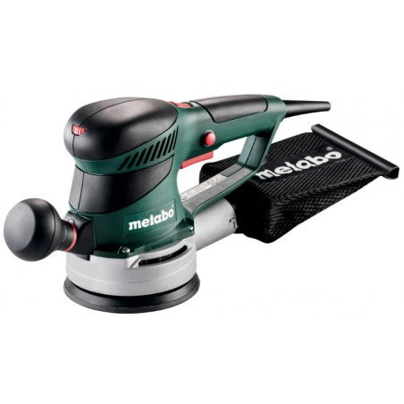Metabo SXE 425 TurboTec orbitālā slīpmašīna ar 125 mm multi-hole disku, auduma putekļu maisu un sānu rokturi