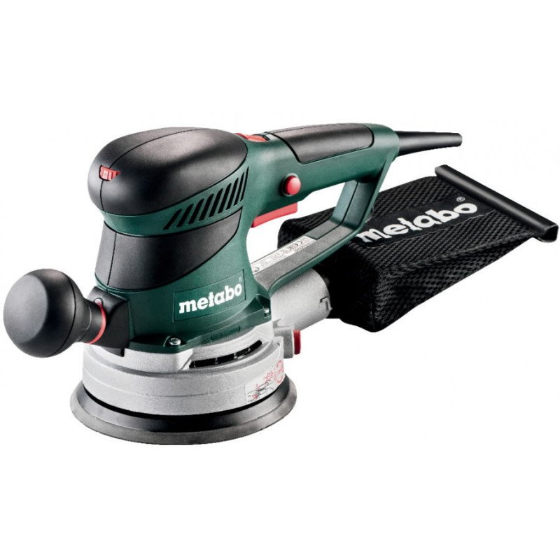 Metabo SXE 450 TurboTec ekscentriskā slīpmašīna ar 150 mm disku, auduma putekļu maisu un sānu rokturi