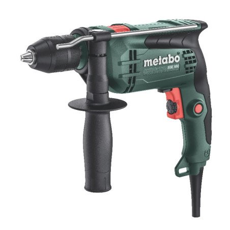Metabo SBE 650 650 W impact drill with side handle and Futuro Plus keyless chuck