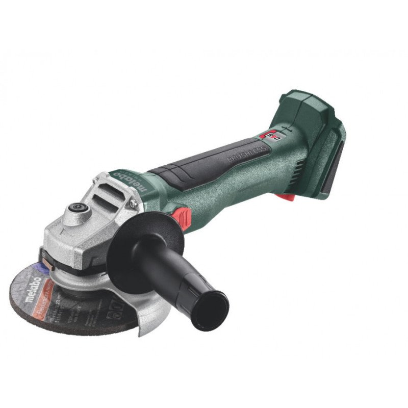 Metabo W 18 L BL 9-125 akumulatora leņķa slīpmašīna ar 125 mm disku un sānu rokturi, karkassa versija bez akumulatora