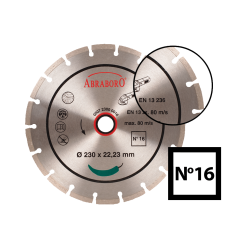Dimanta griešanas disks ķieģeļiem un betonam, segmentēta mala, 7–9 mm segmenti, ABRABORO,ražotāja attēls