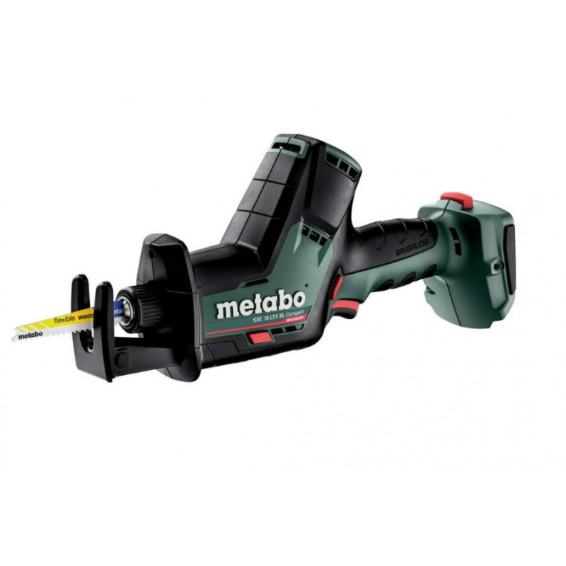 Metabo SSE 18 LTX BL Compact akumulatora zobenzāģis karkass metaBOX 145 L ar bezoglīšu motoru un LED