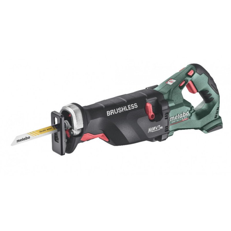 Metabo SSEP 18 LTX BL MVT akumulatora zobenzāģis karkass metaBOX 165 L ar MVT un 32 mm gājienu