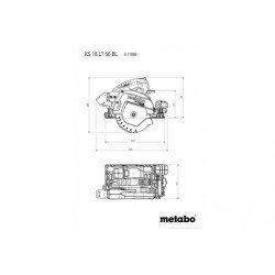 Циркулярная пила Metabo KS 18 LTX 66 BL 18V, диаметр пропила 165 мм, глубина пропила 66 мм, направляющая шина, светодиодная подс