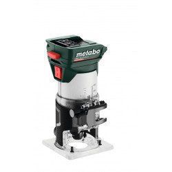 Metabo FMV 18 LTX BL 8 akumulatora virsfrēze malu frēzēšanai karkass ar 6/8 mm spīļžokļiem un putekļu nosūkšanas adapteri