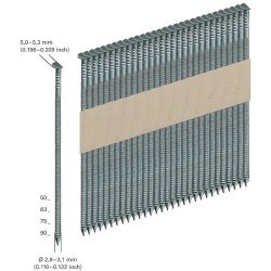Metabo 34° cinkotas naglas sloksnē ar pusapaļu galvu naglotājam