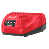 Milwaukee M12 C12 C charger for M12 batteries 3A – single bay, temperature monitoring, progressive LED indicator, wall mountable