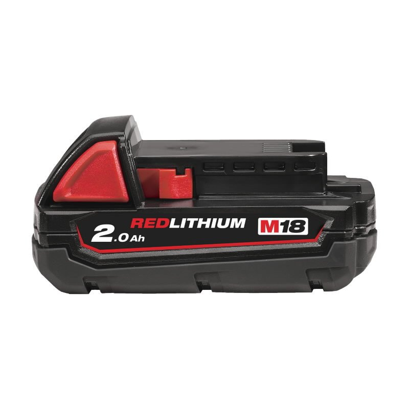 Milwaukee M18 REDLITHIUM akumulators M18 B2 2.0Ah un M18 B5 5.0Ah ar uzlādes līmeņa indikatoru