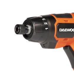 DAEWOO DAA 3620Li Plus skrūvgriezis 3.6V – USB-C, 6+1 iestatījumi, 24 uzgaļi, LED