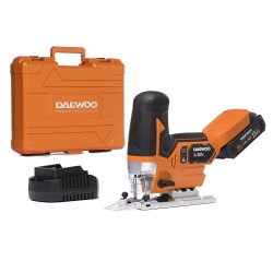 DAEWOO DAJ 2621Li 21V akumulatora figūrzāģis ar bezoglīšu motoru, LED apgaismojumu un lietu alumīnija pamatni