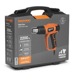 DAEWOO DAF 2500 техфен 2000Вт – 70–600°C, LED дисплей, кейс, 4 насадки