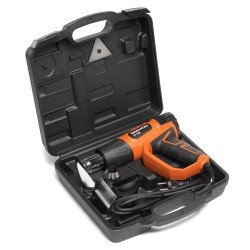 DAEWOO DAF 2500 tehniskais fēns 2000W – 70–600°C, LED displejs, koferis, 4 uzgaļi