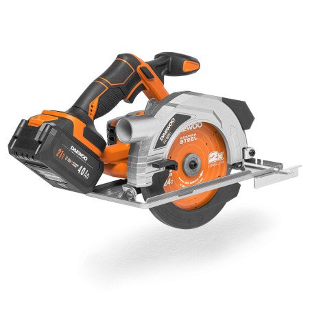 DAEWOO DAS 1621Li 21V akumulatora ripzāģis ar 165 mm disku – karkass bez akumulatora un komplekts ar 4.0 Ah akumulatoru