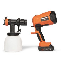 DAEWOO DAPS 1121Li krāsu pulverizators 21V – 1100 ml/min, 1200 ml, 3 sprauslas, soma