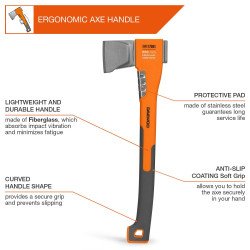 DAEWOO DWX splitting axe – PTFE coated head, fiberglass handle, multiple sizes