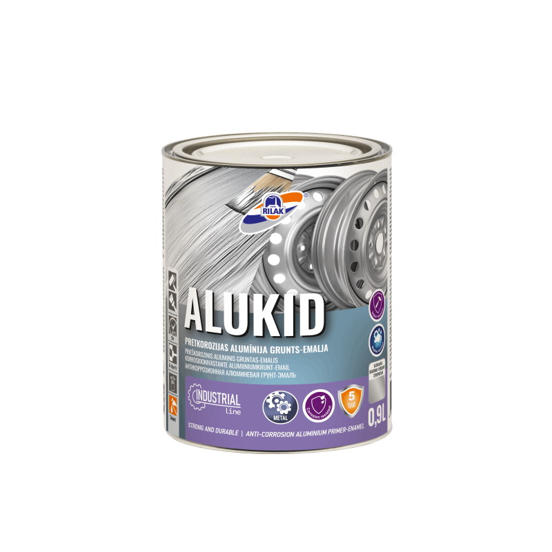 Алкидная грунт-эмаль ALUKID для металлических поверхностей в серебристом и золотом цвете с антикоррозионной защитой