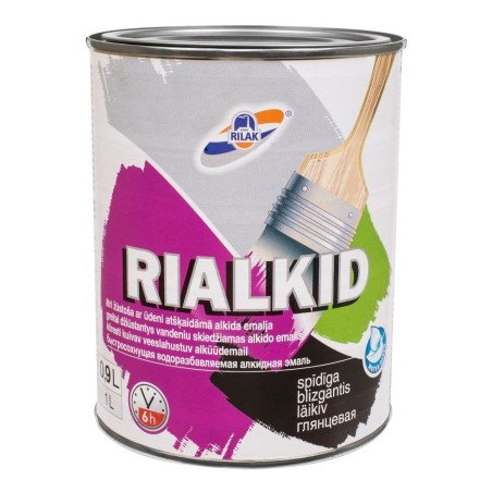 RIALKID un RIALKID M ar ūdeni atšķaidāma alkīda emalja kokam un gruntētam metālam, spīdīga vai pusmatēta, A-bāze un C-bāze