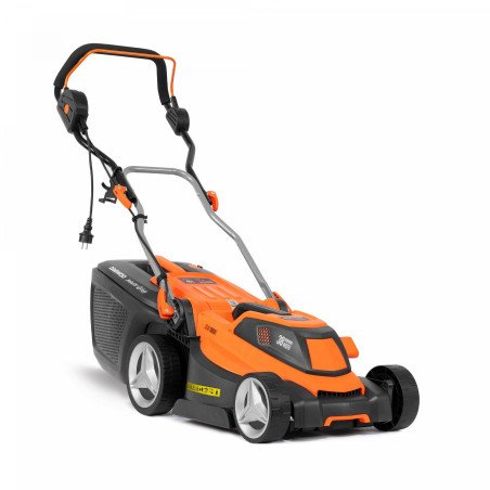 Elektriskais zāles pļāvējs DAEWOO DLM 1900E ar 1600 W jaudu, 38 cm pļaušanas platumu un 45 l savācējgrozu