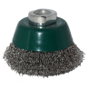 Cup brush with crimped wire for rust and weld cleaning, M14 thread