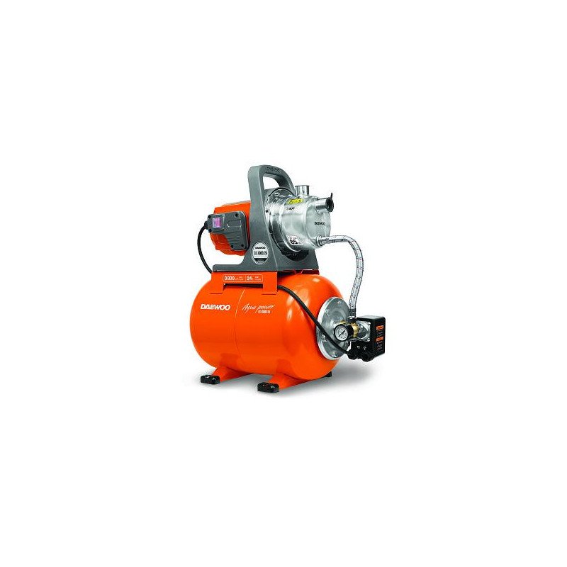 Sūkņu stacija DAEWOO DAS 4000/24 ar 1200 W jaudu, 24 l tērauda tvertni un ražīgumu līdz 3800 l/h