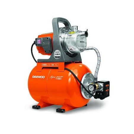 Sūkņu stacija DAEWOO DAS 4000/24 ar 1200 W jaudu, 24 l tērauda tvertni un ražīgumu līdz 3800 l/h