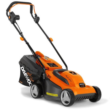 Elektriskais zāles pļāvējs DAEWOO DLM 1300E ar 1300 W jaudu, 33 cm pļaušanas platumu un 30 l zāles savācējgrozu