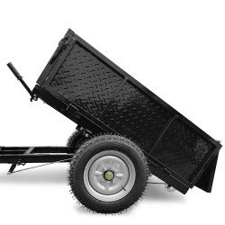 Piekabe motoblokam DAEWOO DATT 500 – 500 kg kravnesība, 510 mm riteņi, 1200 x 870 x 370 mm kaste, sēdeklis