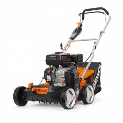 Benzīna skarifikators DAEWOO DSC 4000 – 400 mm darba platums, -15 līdz +5 mm dziļums, 45 l grozs, 4-taktu dzinējs